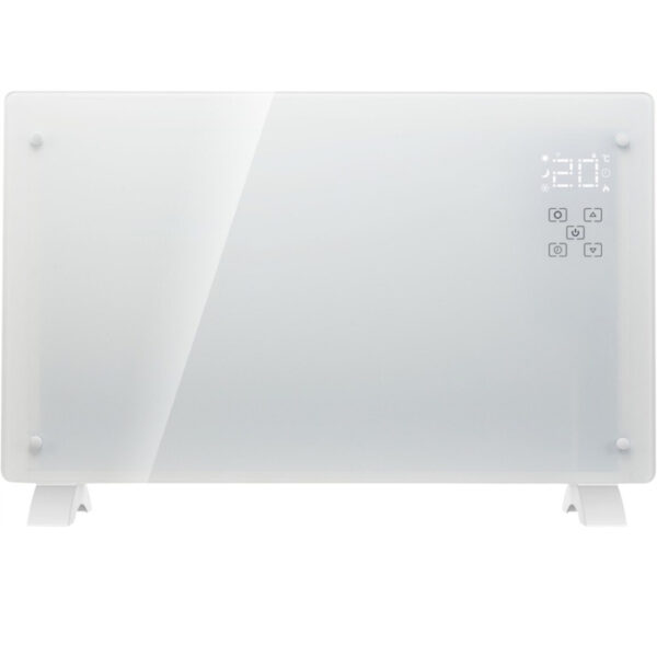 Üveg fűtőpanel, 2500W, 3 fokozatú, termosztáttal és távirányítóval, időzítő, LED kijelző, WiFi, fehér