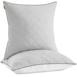 SONGMICS 2db-os kifordítható párna szett 2 oldallal télre vagy nyáron, 80x80 cm, töltelék 1200 g, fehér