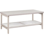 VASAGLE Dohányzóasztal, MDF-ből, 2 szinten tárolóhellyel, 55x100x45 cm, boho stílusú, bézs