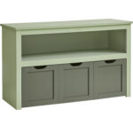 VASAGLE Játéktároló szekrény, MDF-ből, 3 kivehető rekesszel kerekeken, 30x102x60 cm, zöld