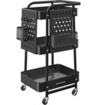 SONGMICS kocsi típusú mobil tárolópolc, fürdőszobába vagy konyhába, acél váz, 32x43x74 cm, fekete