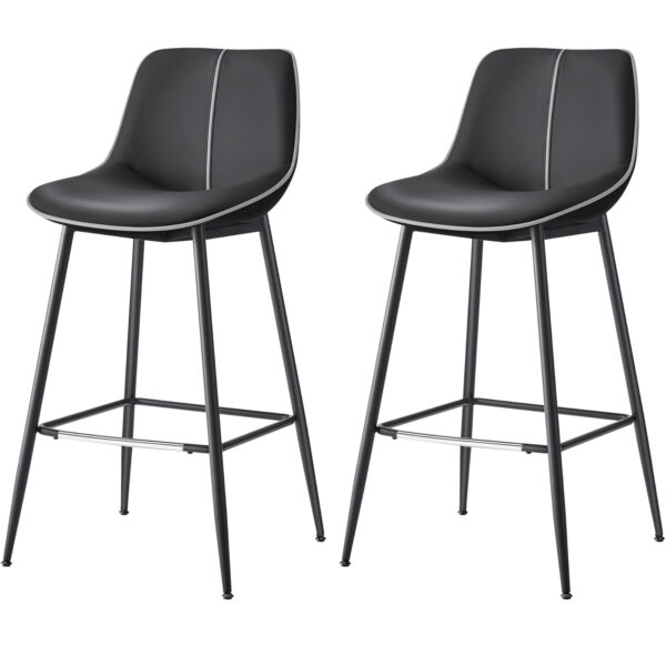 VASAGLE 2 db bárszék szett, ergonomikus háttámlával ökobőrből, fém vázzal, 50x50x99 cm, fekete