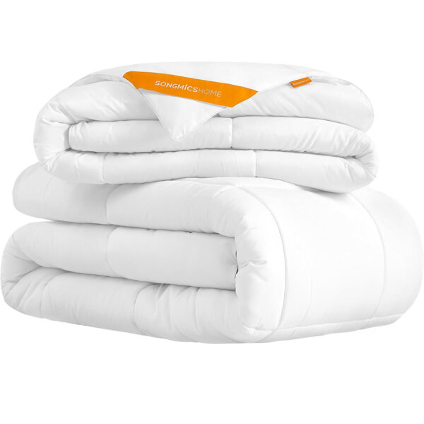 SONGMICS Dupla steppelt takaró, 4 évszak, 150, 350 és 500 GSM, mikroszálas, 200x200 cm, fehér
