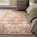 SONGMICS Csúszásgátló dekoratív szőnyeg, vintage stílusú, mosógépben mosható, 120×170 cm, cappuccino bézs