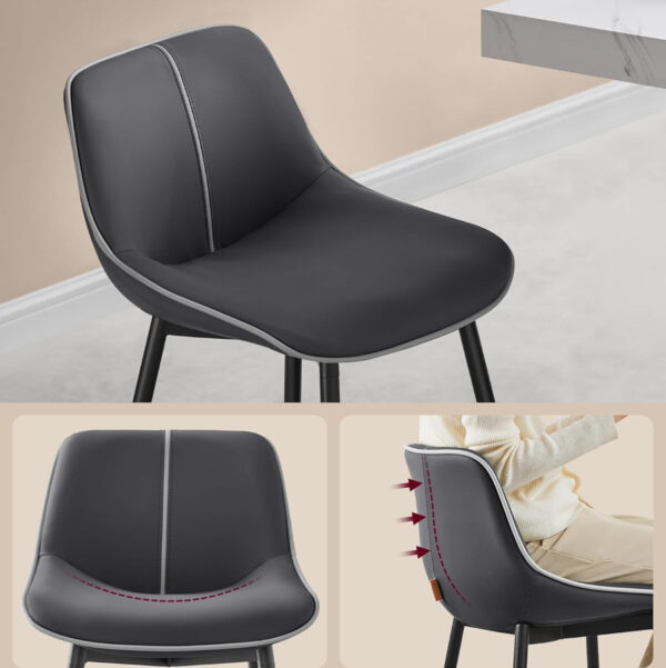 VASAGLE 2 db bárszék szett, ergonomikus háttámlával ökobőrből, fém vázzal, 50x50x99 cm, fekete - Image 4