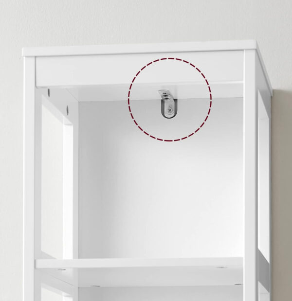 VASAGLE Oszlopos fürdőszoba szekrény, MDF-ből, 2 fiókkal és 3 polccal, 30x30x142 cm, fehér - Image 7