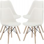 4db konyhaszék szett, modern skandináv dizájn, ülőke szivaccsal, fehér