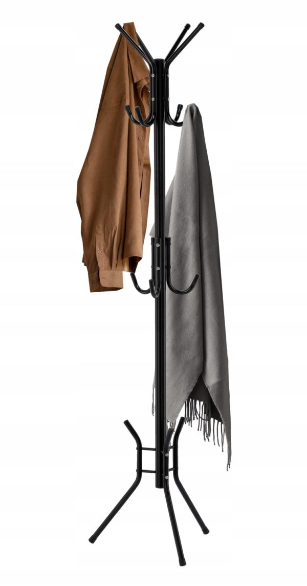 Fém előszoba akasztó 178 cm, 12 kampós, minimalista design, fekete - Image 3
