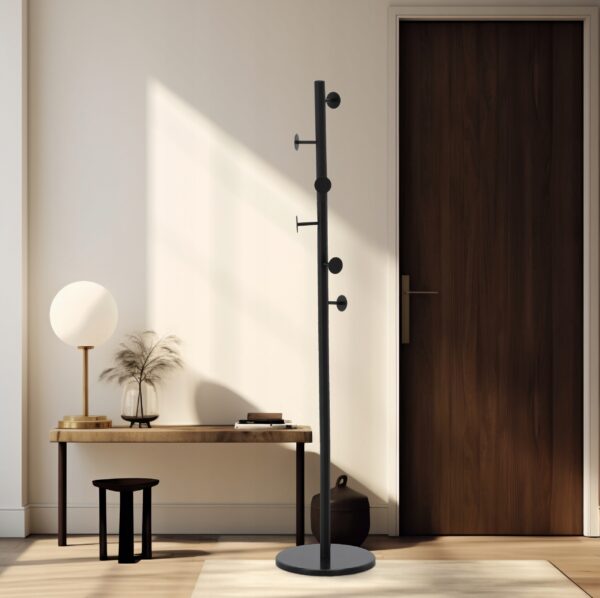 Fém előszoba akasztó 174 cm, minimalista design, fekete - Image 3