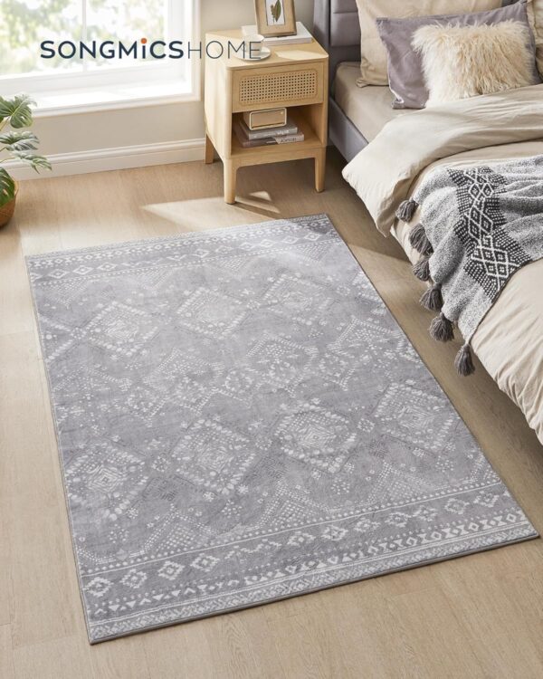 SONGMICS Csúszásgátló dekoratív szőnyeg, boho stílusú, mosógépben mosható, 120×170 cm, szürke - Image 2