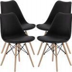 4 db-os konyhai szék szett, modern skandináv dizájn, ülőke szivaccsal, fekete