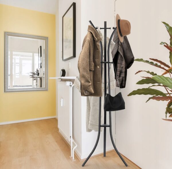 Fém előszoba akasztó 170 cm, minimalista design, fekete - Image 4