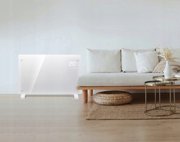 Üveg fűtőpanel, 2500W, 3 fokozatú, termosztáttal és távirányítóval, időzítő, LED kijelző, WiFi, fehér - Image 5
