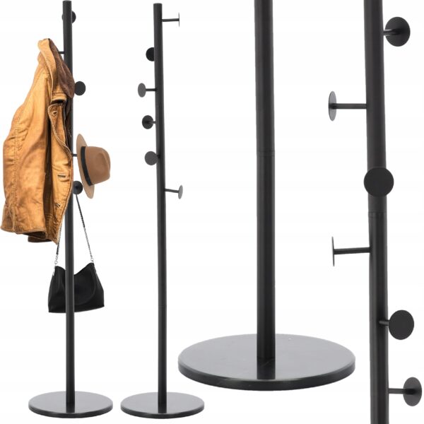 Fém előszoba akasztó 174 cm, minimalista design, fekete - Image 5