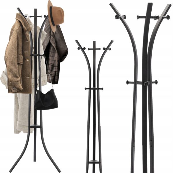 Fém előszoba akasztó 170 cm, minimalista design, fekete - Image 6