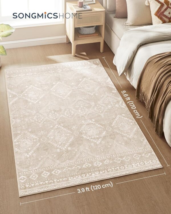 SONGMICS Csúszásgátló dekoratív szőnyeg, boho stílusú, mosógépben mosható, 120×170 cm, cappuccino bézs - Image 9