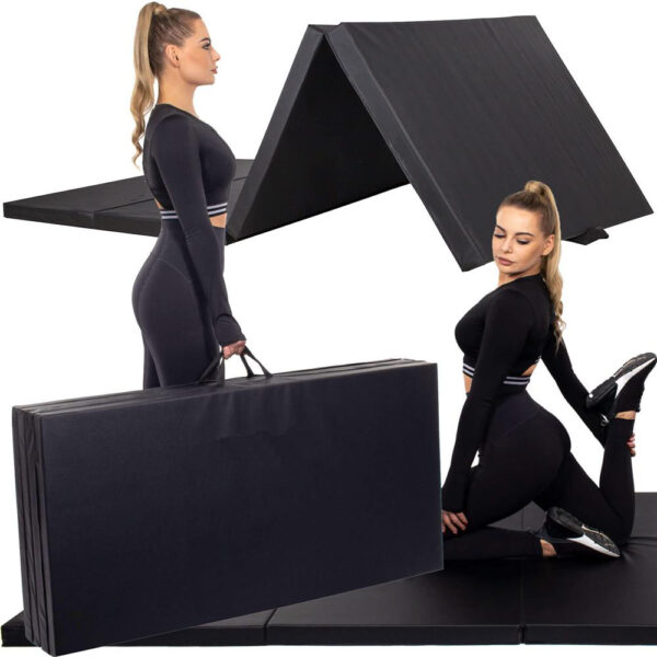 Vastag fitnesz szőnyeg, XXL méretű, tornához, 240x120x5 cm, fekete - Image 12