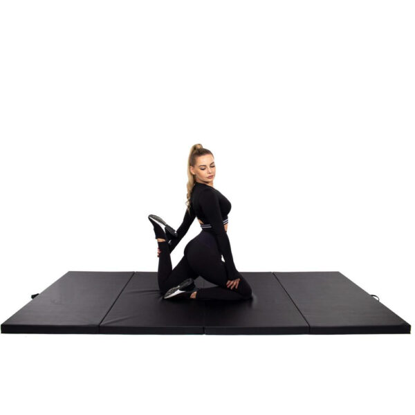 Vastag fitnesz szőnyeg, XXL méretű, tornához, 240x120x5 cm, fekete - Image 16