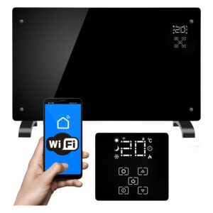 Üveg fűtőpanel, 2500W, 3 fokozatú, termosztáttal, időzítővel, LED kijelzővel, WiFi