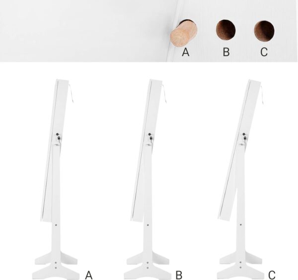 SONGMICS állótükör állvánnyal, MDF, tárolóhely, 41x37x152 cm, fehér - Image 11