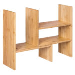 SONGMICS Moduláris rendszerező 3 állítható tároló formával, bambuszból, 65x15x40 cm, barna