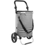 SONGMICS Market bevásárlókosár, összecsukható, hűtőrekeszes, többfunkciós, 44x35x100 cm, szürke