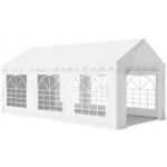 Professzionális kerti pavilon 38 mm-es acélvázzal, vízálló tetővel 450g/m2, 6x3x2,8 m, fehér