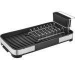 SONGMICS Edény- és evőeszköz szárító, rozsdamentes acél, evőeszköztartó és lefolyórendszer, 21x45x13 cm