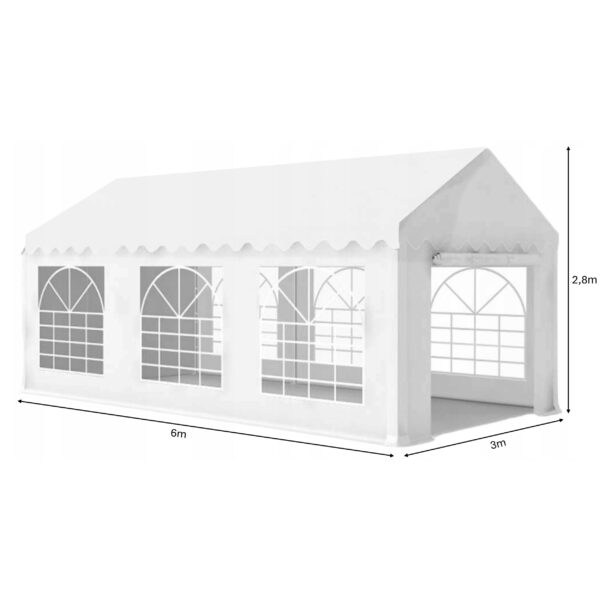 Professzionális kerti pavilon 38 mm-es acélvázzal, vízálló tetővel 450g/m2, 6x3x2,8 m, fehér - Image 5