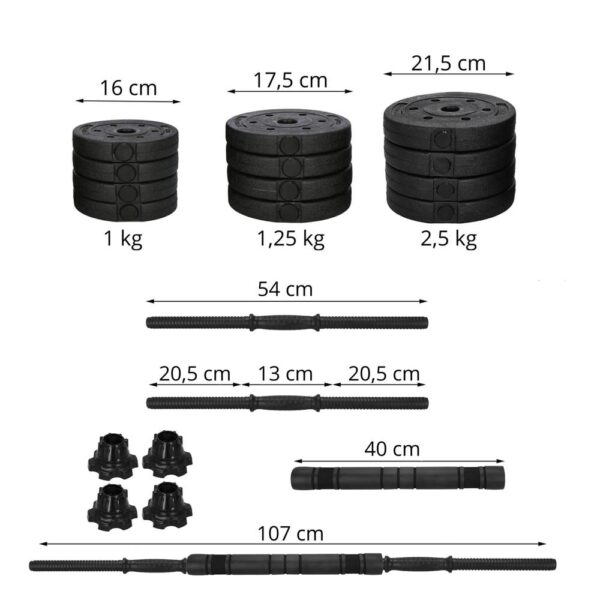 Súlyzóvá, kettlebellé, súlyzóvá alakítható többfunkciós súlykészlet, összesen 19 kg - Image 29