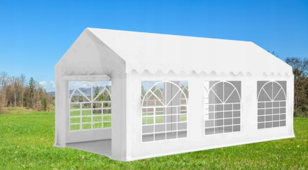 Professzionális kerti pavilon 38 mm-es acélvázzal, vízálló tetővel 450g/m2, 6x3x2,8 m, fehér - Image 2