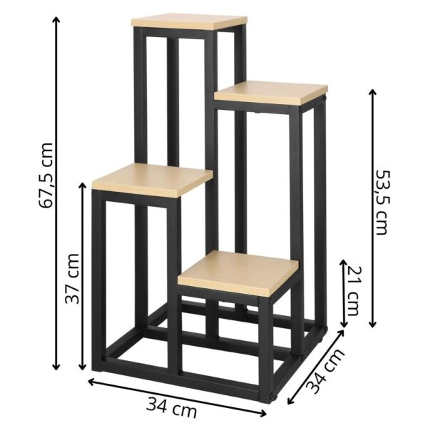 Virágtartó, fém keret, 4 polc, 34x34x68 cm, bézs - Image 14