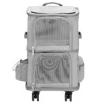 Állatszállító kocsi, dupla 2 külön rekesszel, maximum 22 kg, 55x34x26 cm, szürke