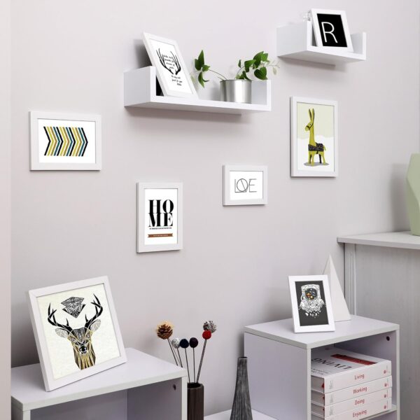 Songmics készlet 10 db MDF fali képkeretből, 3 méret, 29x24 cm, 21x16 cm és 19x13 cm, fehér - Image 3