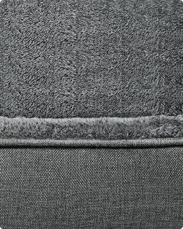 FEANDREA Kutyaágy, megemelt vastag szélekkel, csúszásmentes, levehető huzat, M-es méret, 70x55x21 cm, szürke - Image 5