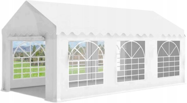 Professzionális kerti pavilon 38 mm-es acélvázzal, vízálló tetővel 450g/m2, 6x3x2,8 m, fehér - Image 3