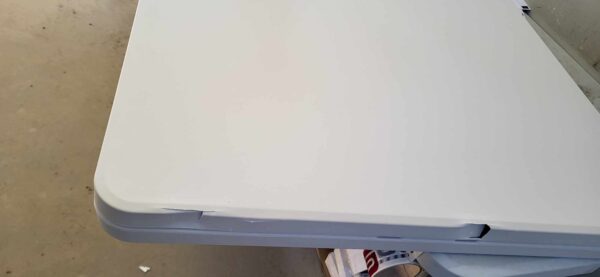 ÚJRACSOMAGOLT TERMÉK: Többfunkciós összecsukható téglalap alakú asztal, 180x70x74cm, fehér - Image 5