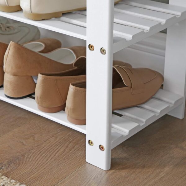 SONGMICS Bambusz cipőpad, 2 szintes, párnával, terhelés 150 kg, 71x29x49 cm, fehér és szürke - Image 7