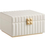 SONGMICS Ékszerdoboz 2 szinten, tükörrel és kivehető tálcával, 22x24x14 cm, krémfehér