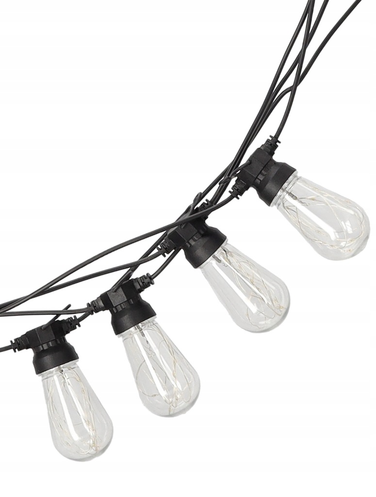 Kültéri dekoratív fényfüzér, hálózatról táplált, 20 méter, 20 db LED izzó meleg fényű 3000K, IP44 - Image 4