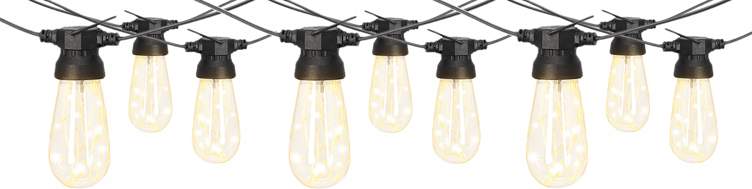 Kültéri dekoratív fényfüzér, hálózatról táplált, 20 méter, 20 db LED izzó meleg fényű 3000K, IP44 - Image 5