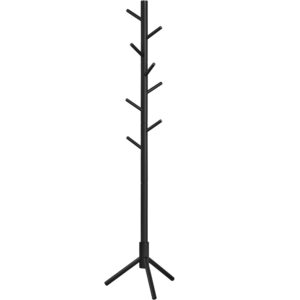 VASAGLE tomor fa allo fogas 47x47x175 cm, 8 kampoval, allithato magassaggal, haromszog alaku talppal, fekete