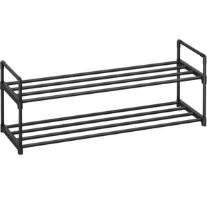 SONGMICS Cipőtartó állvány 92x30x34 cm, 2 szintes, egymásra helyezhető, fém szerkezetű, fekete színű