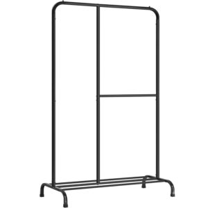 SONGMICS Fém ruhatartó állvány 105x50x195 cm, állítható ruharúddal és 3 tárolószinttel, acél, fekete színű