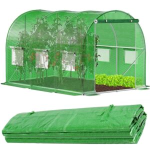 Csere fólia üvegházhoz 300 x 200 x 200 cm, PE 140 g/m² PP hálóval, UV4, 6 ablakkal és cipzáras ajtóval, zöld