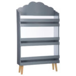 Atmosphera Nuage gyerekkönyvtár MDF-ből, 3 polccal és fa lábakkal, 58x100 cm, szürke