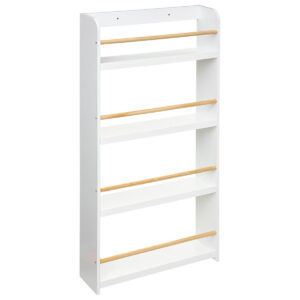 Atmosphera Classic gyerek könyvespolc, 4 polccal, MDF és fenyőfa, 55x112 cm, fehér