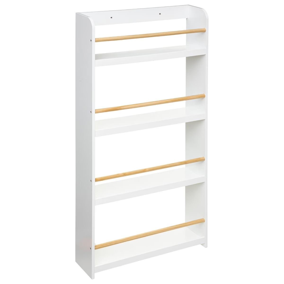 Atmosphera Classic gyerek könyvespolc, 4 polccal, MDF és fenyőfa, 55x112 cm, fehér