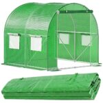 Csere fólia üvegházhoz 200×200×200 cm, PE 140 g/m² PP hálóval, UV4 védelemmel, 4 ablakkal és cipzáras ajtóval, zöld