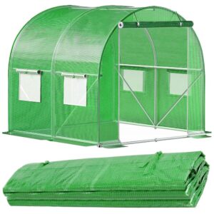 Csere fólia üvegházhoz 200×200×200 cm, PE 140 g/m² PP hálóval, UV4 védelemmel, 4 ablakkal és cipzáras ajtóval, zöld